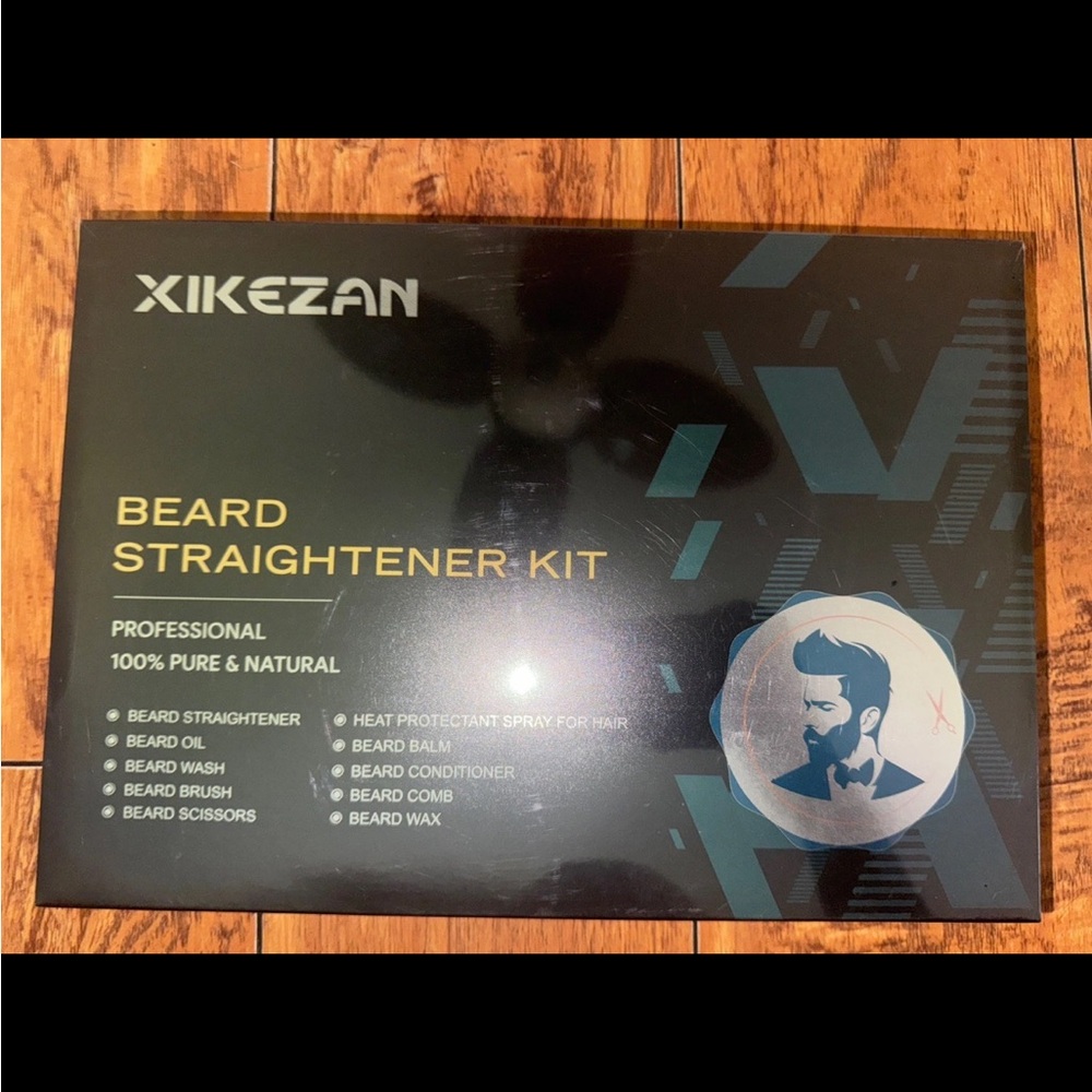 Beard Grooming Kit w/ Straightener Beard oil Balm Brush 10 Piece Set NEW